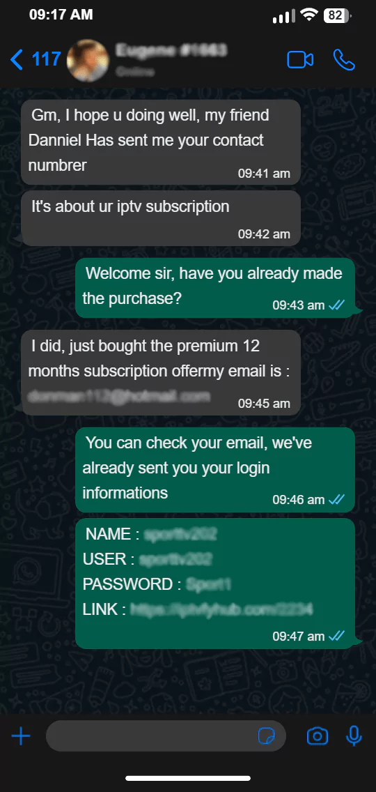 WhatsApp conversation - customer review